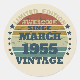 Personalised vintage birthday gift idea classic round sticker