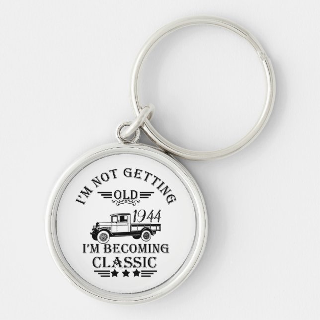 Personalised vintage birthday gift idea key ring (Front)