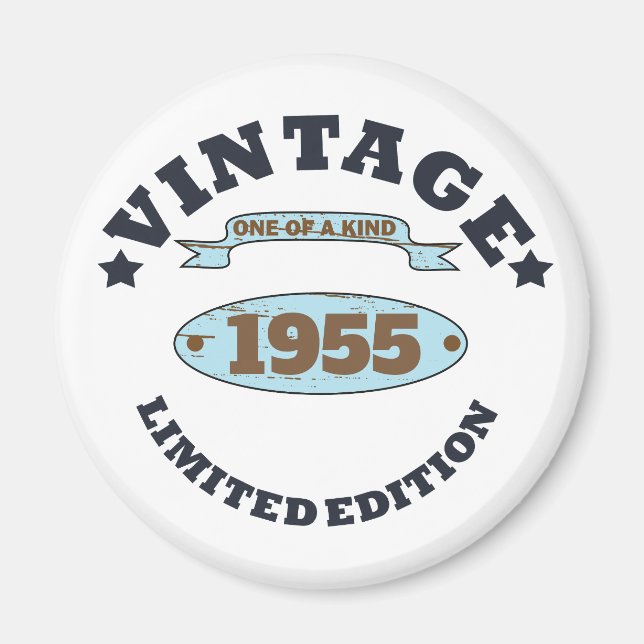 Personalised vintage birthday gift idea magnet (Front)