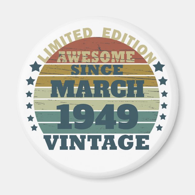 Personalised vintage birthday gift idea magnet (Front)