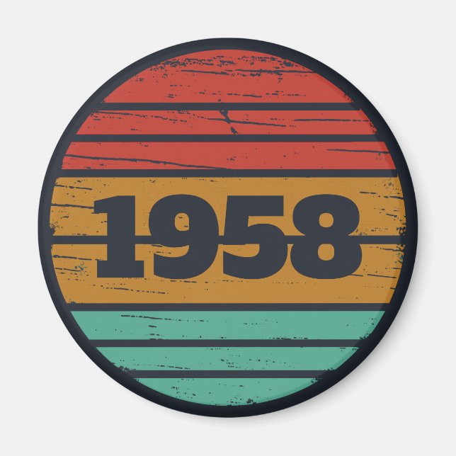 Personalised vintage birthday gift idea magnet (Front)