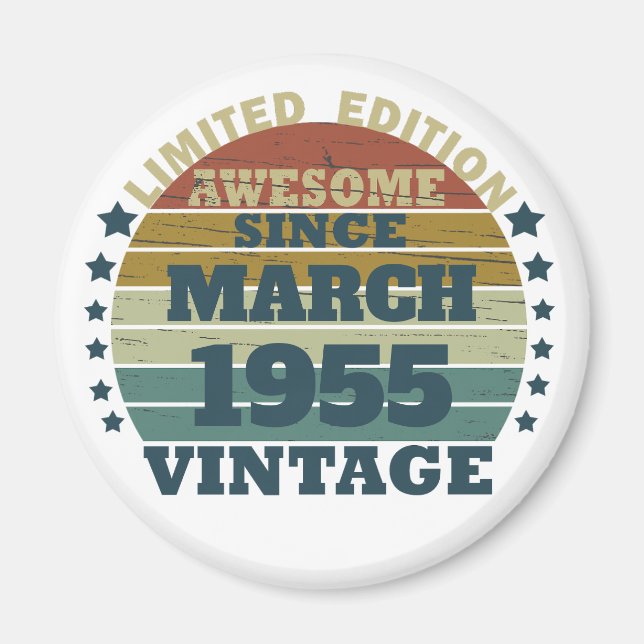 Personalised vintage birthday gift idea magnet (Front)