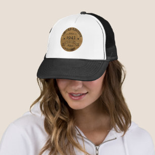 Personalised vintage birthday gift idea trucker hat