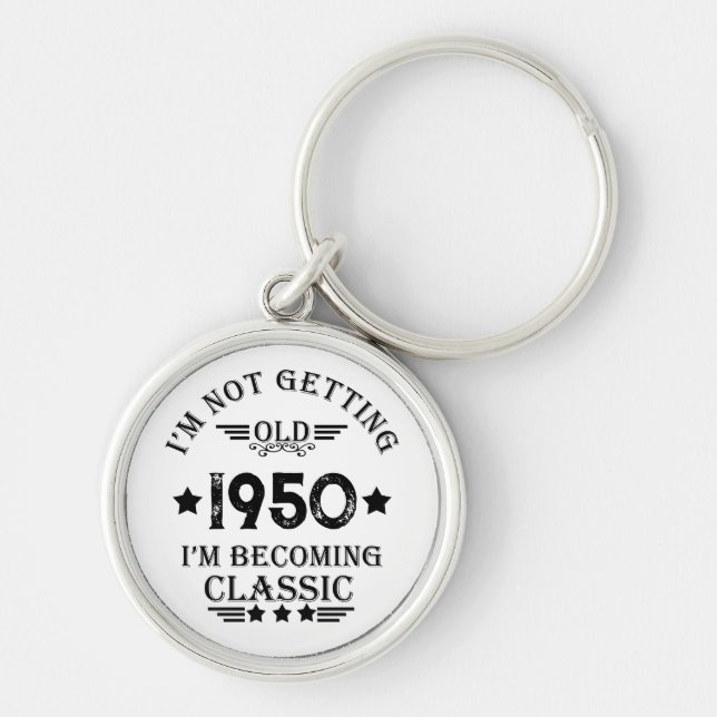 Personalised vintage birthday gift key ring (Front)