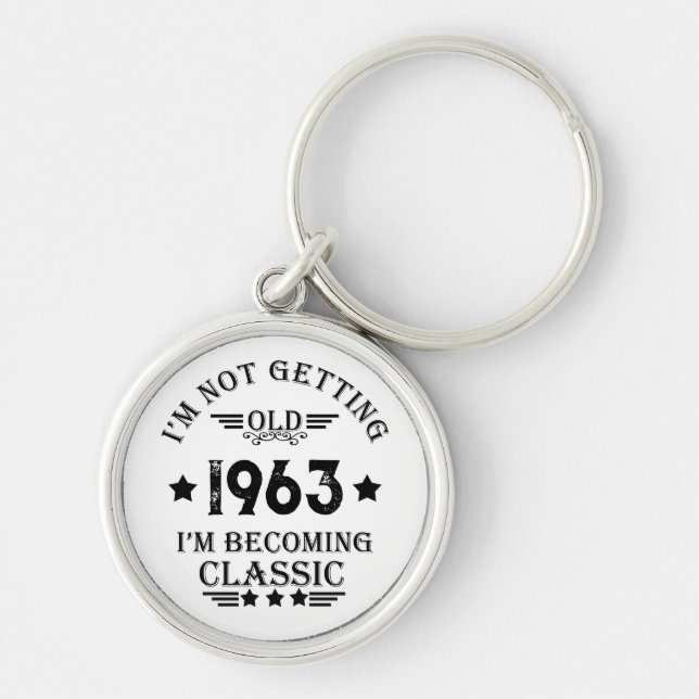 Personalised vintage birthday gift key ring (Front)