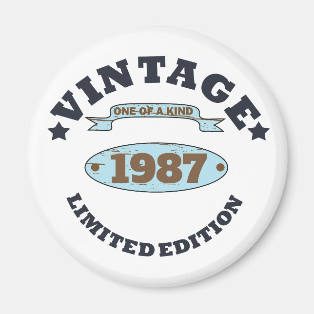 Personalised vintage birthday gift magnet (Front)