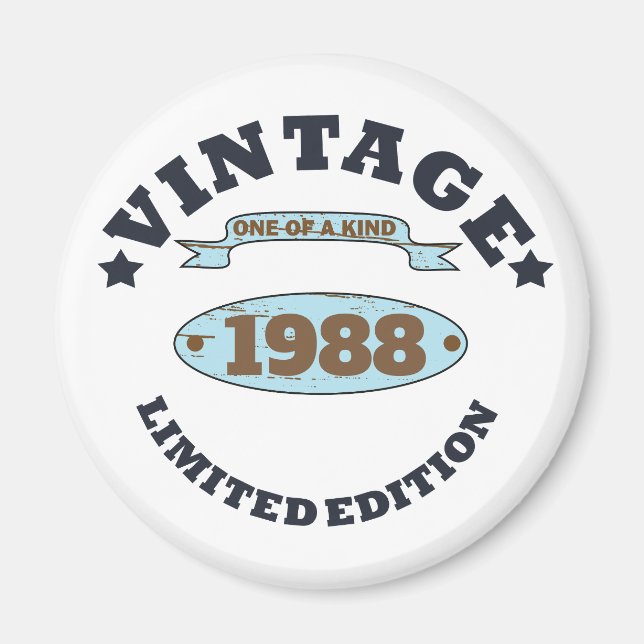 Personalised vintage birthday gift magnet (Front)