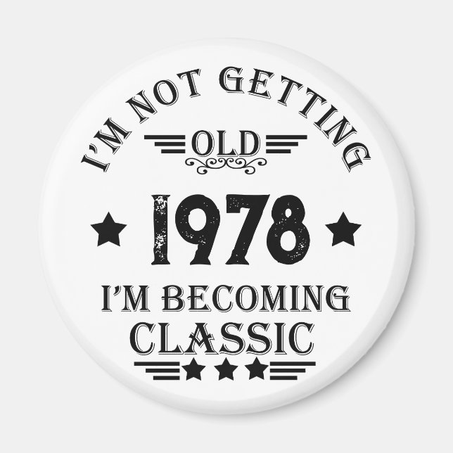Personalised vintage birthday gift magnet (Front)
