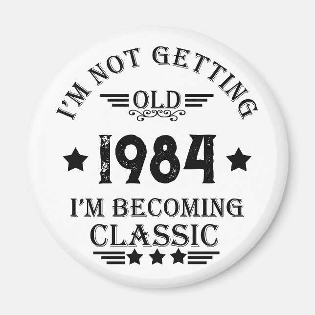 Personalised vintage birthday gift magnet (Front)