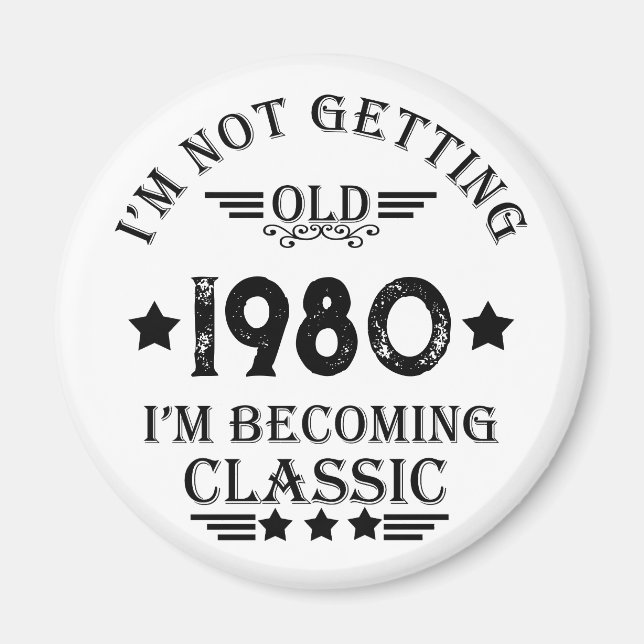 Personalised vintage birthday gift magnet (Front)