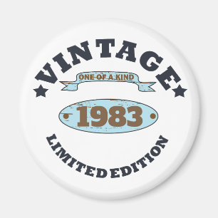 Personalised vintage birthday gift magnet