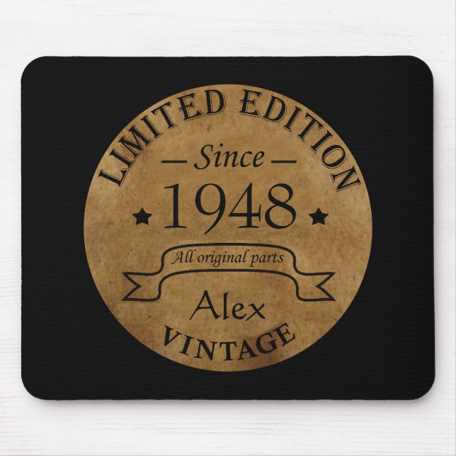 Personalised vintage birthday gift mouse pad (Front)