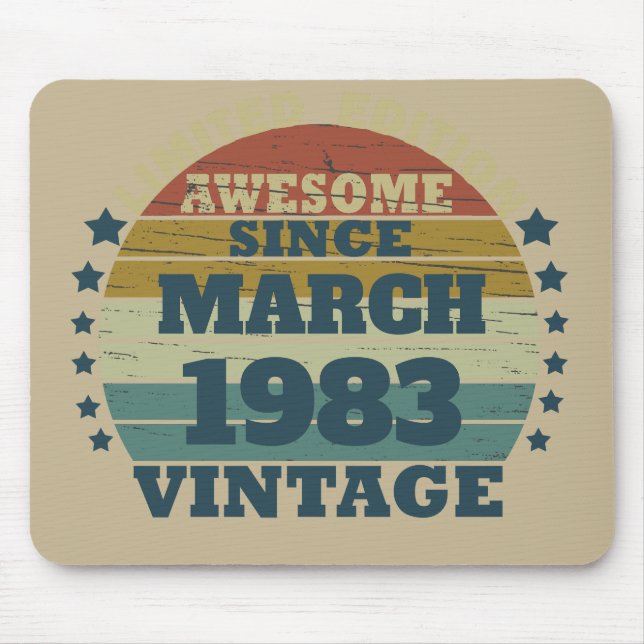 Personalised vintage birthday gift mouse pad (Front)