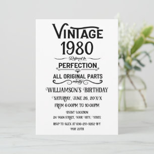 Personalised vintage birthday gifts black invitation