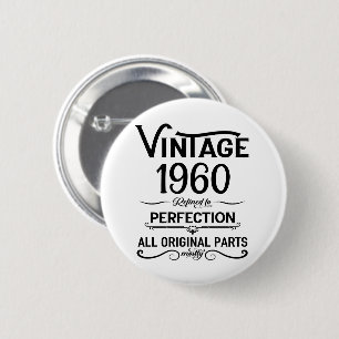 Personalised vintage birthday gifts black white 6 cm round badge