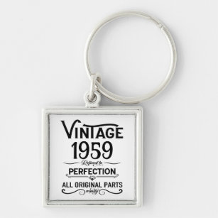 Personalised vintage birthday gifts black white key ring