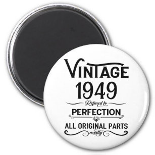 Personalised vintage birthday gifts black white magnet