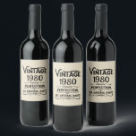 Personalised vintage birthday gifts black wine label<br><div class="desc">You can add some originality with this limited edition, premium quality, and original, classy, retro, and vintage-looking birthday graphic design with a cool typography font. This is a great gift idea for men, women, husbands, wives, girlfriends, and boyfriends who will love this one-of-a-kind piece of art. Unique and funny holiday...</div>