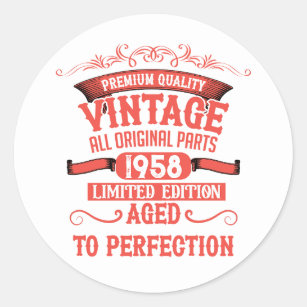 Personalised vintage birthday gifts classic round sticker