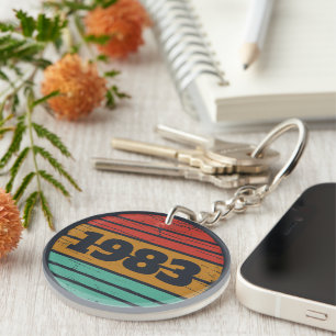 Personalised vintage birthday gifts key ring