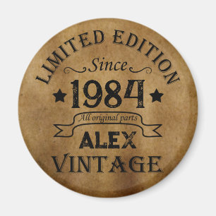 Personalised vintage birthday gifts magnet