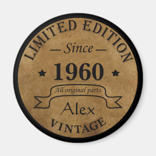 Personalised vintage birthday gifts magnet
