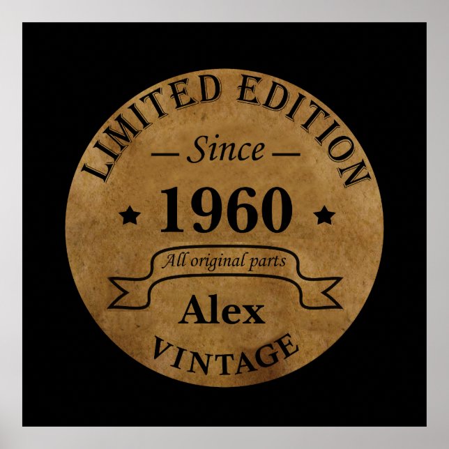 Personalised vintage birthday gifts poster (Front)