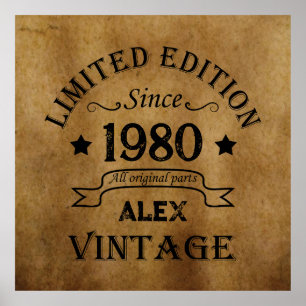 Personalised vintage birthday gifts poster
