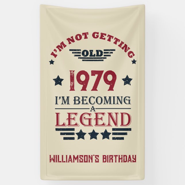 Personalised vintage birthday gifts red banner (Vertical)