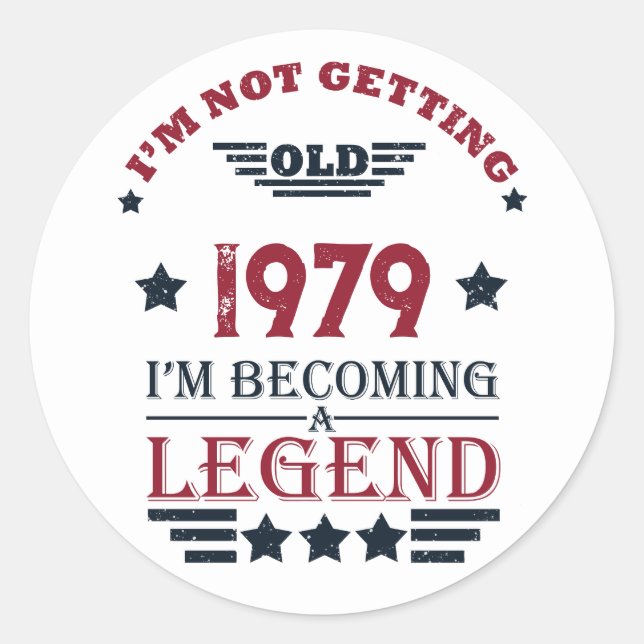 Personalised vintage birthday gifts red classic round sticker (Front)