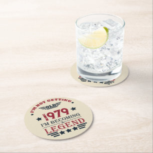 Personalised vintage birthday gifts red round paper coaster