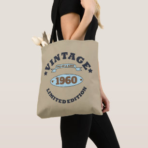 Personalised vintage birthday gifts tote bag