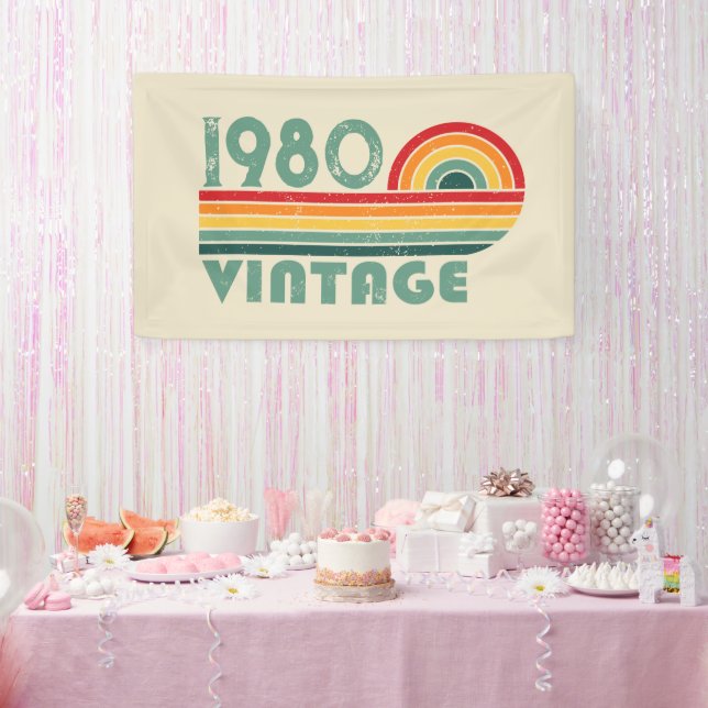 Personalised vintage birthday party banner (Party)