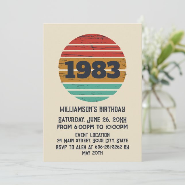 Personalised vintage birthday party invitation (Standing Front)