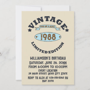 Personalised vintage birthday party invitation