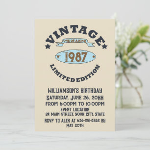 Personalised vintage birthday party invitation