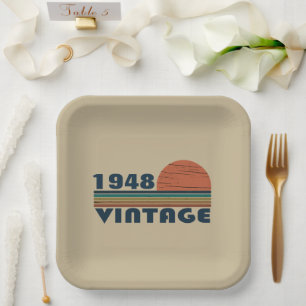 Personalised vintage birthday party paper plate