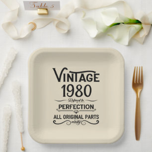 Personalised vintage birthday party paper plate