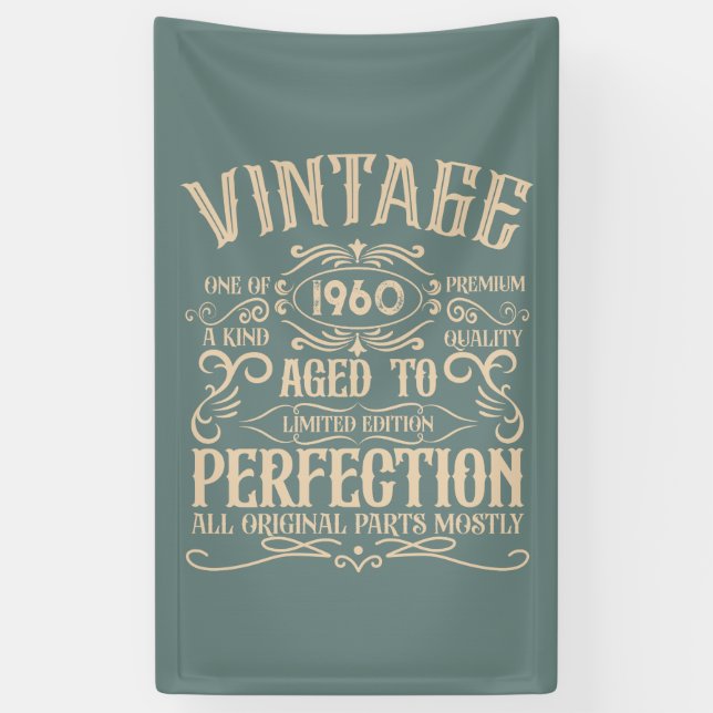 Personalised vintage birthday party whiskey banner (Vertical)