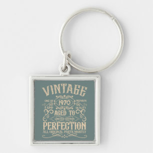 Personalised vintage birthday party whiskey label key ring