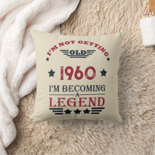 Personalised vintage birthday red blue cushion