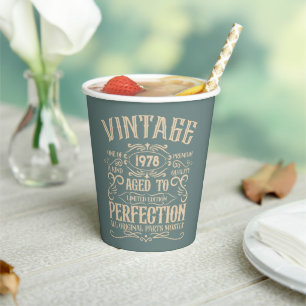 Personalised vintage birthday whiskey label themed paper cups