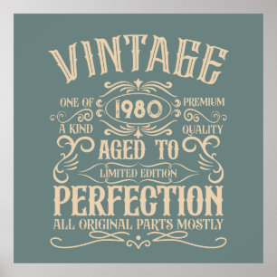 Personalised vintage birthday whiskey label themed poster