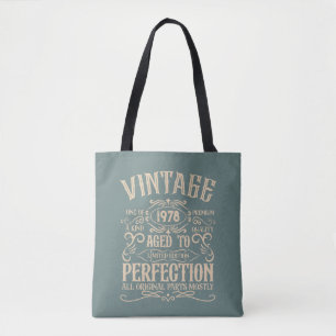 Personalised vintage birthday whiskey label themed tote bag