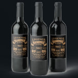 Personalised vintage birthday whiskey themed wine label<br><div class="desc">You can add some originality to your wardrobe collection with this vintage classic birthday graphic design with awesome typography font lettering. It is a great gift idea for men, women, husbands, wives, girlfriends, and boyfriends who will love this one-of-a-kind artwork. It is the best amazing and fun holiday present for...</div>