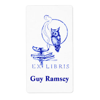 Personalised Vintage Blue Owl Bookplate