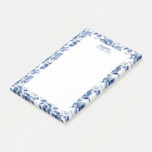Personalised Vintage Blue White Floral Post-it Notes