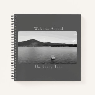 Personalised Vintage Boat Decor Grey Guestbook Notebook