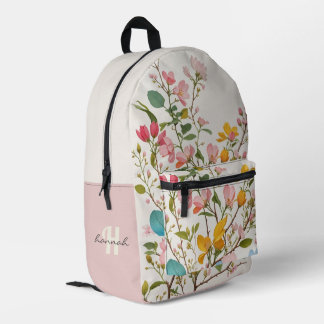 Personalised Vintage Botanical Monogram Printed Backpack