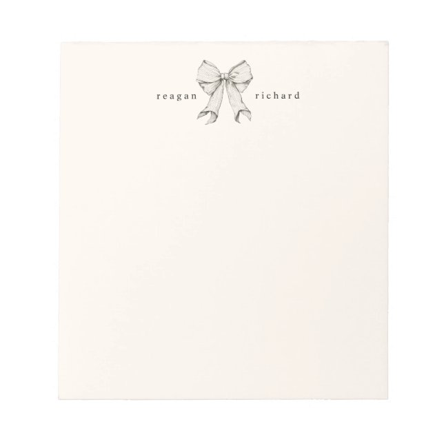 Personalised Vintage Bow Stationery Notepad (Front)
